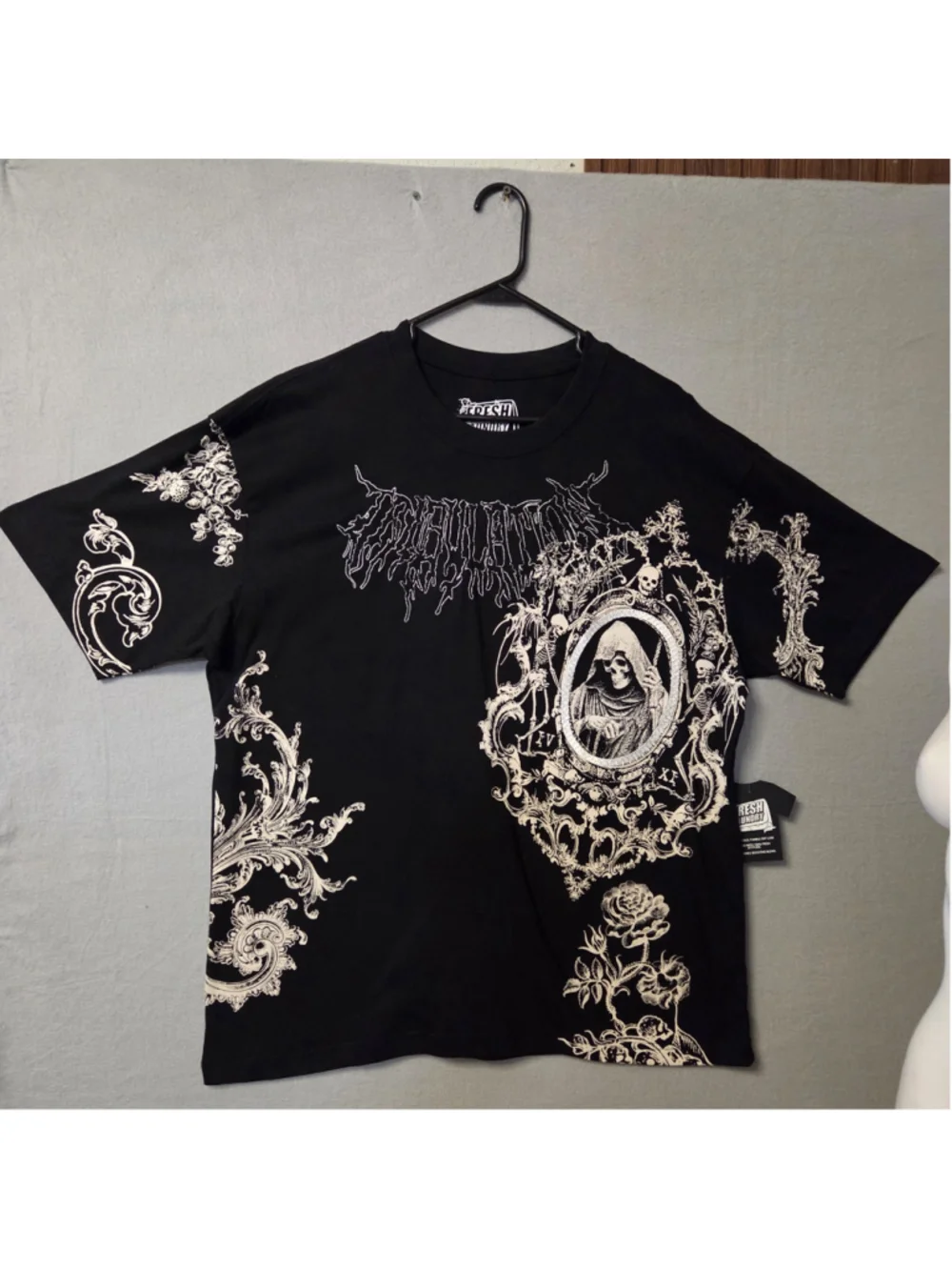 Men's Fresh Laundry Graphic Tee Black White Size L